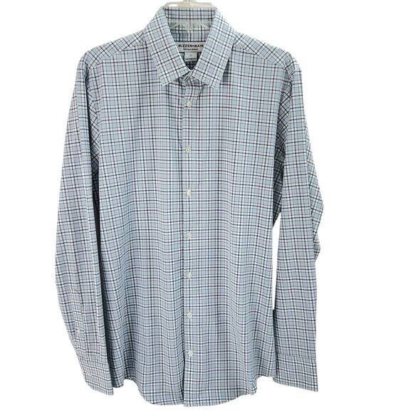 Mizzen + Main Performance Shirt Mens Small TRIM FIT Blue Plaid LWL-F20-42015 L/S - Picture 1 of 15